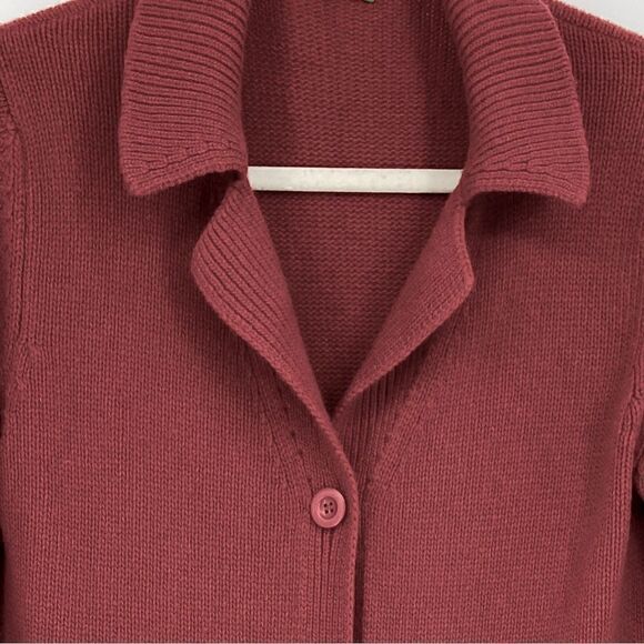 Made in Italy of Benetton Merino Wool Blend Button Front Burgundy Cardigan SZ S - Picture 2 of 6